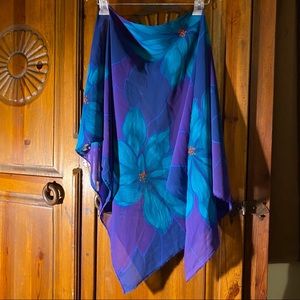 Purple, blue and green floral wrap/scarf